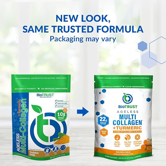 Multi Collagen Peptides Powder - Hydrolyzed, Grass Fed, Golden Milk