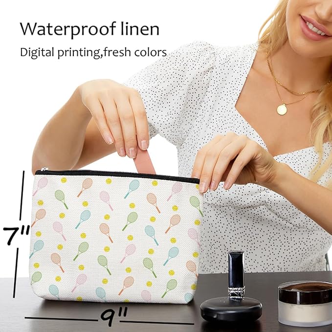 Blue Leaves 6 PCs Tennis Makeup Bag Inspirational Accessories Cosmetic Bag