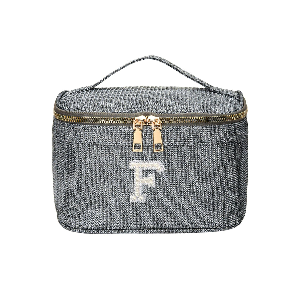 EURYNOME Makeup Bag with Custom Letter F, Water-Resistant Travel Organizer Pouch, (8.3x5.1x5.1 Inch) Cosmetic Case for Women