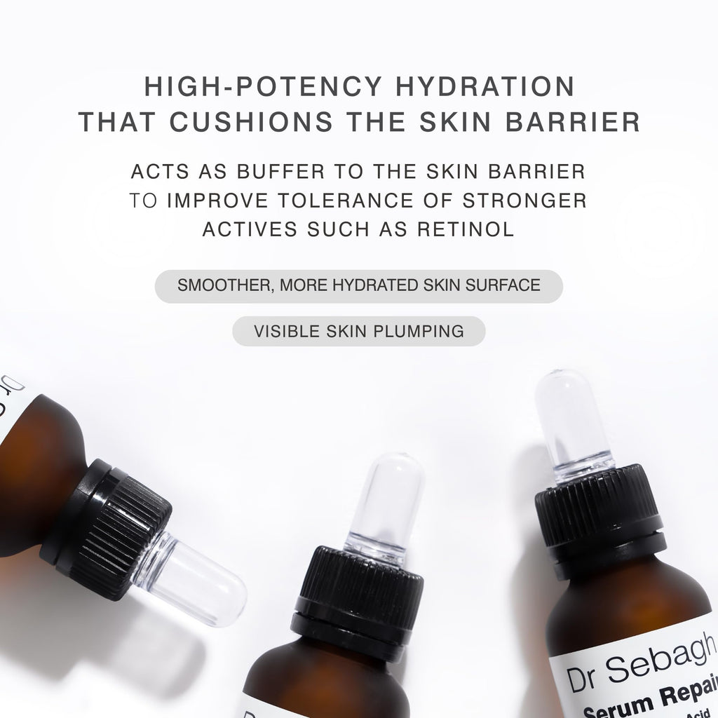 Dr Sebagh Serum Repair (0.68 fl oz) - Award-Winning Hyaluronic Acid Facial Hydrator - Anti Aging & Wrinkle - Skin Moisturizing & Repairing Formula - Collagen Boosting Youthful Glow For Women & Men