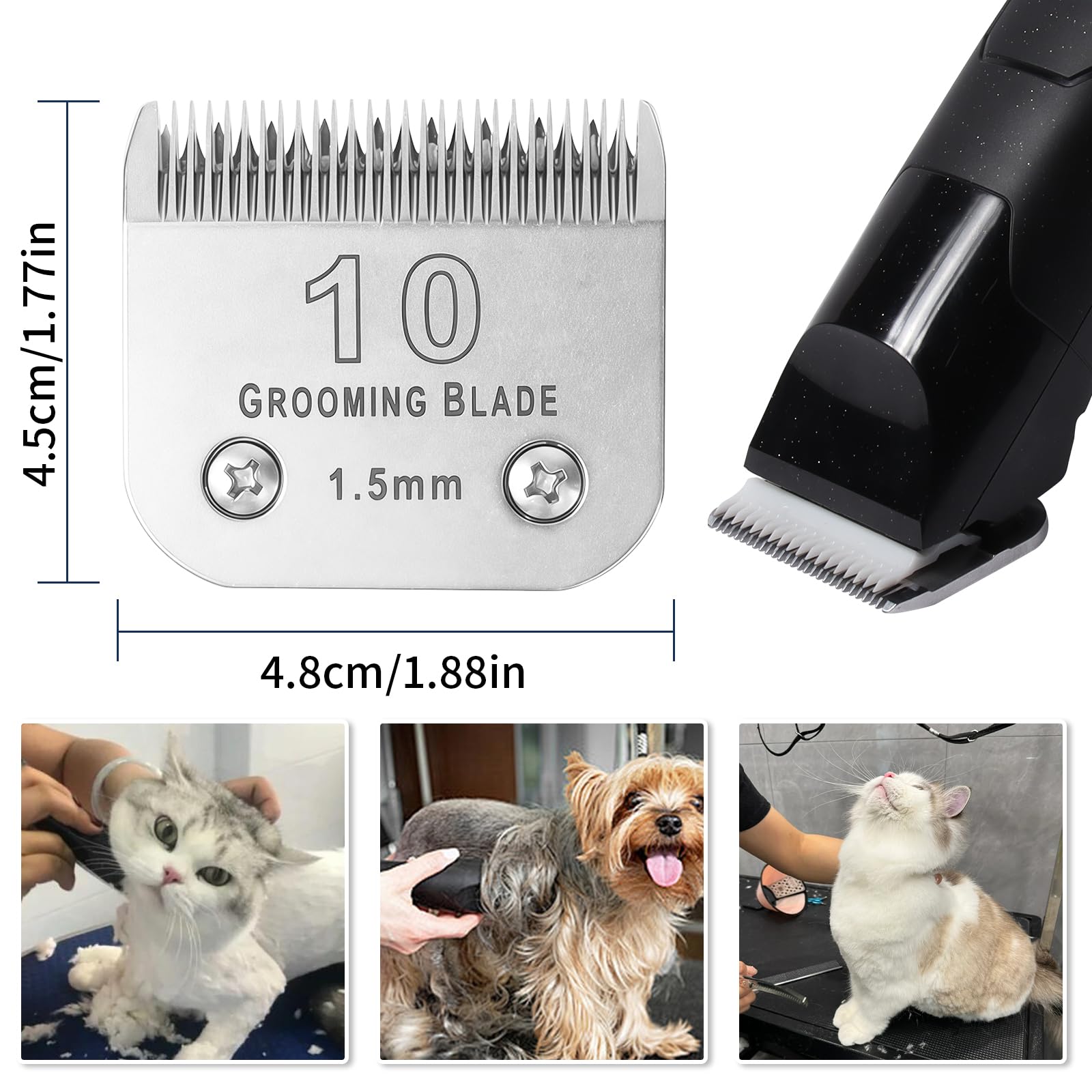 MEMIRY Size 4FC+5FC+7FC Detachable Dog Grooming Blades, Compatible with Andis, Oster A5, Wahl KM10 Series Clippers, Silver (3 Packs)