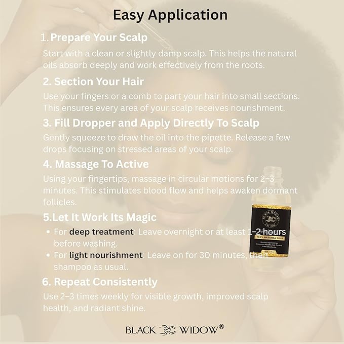 Black Widow Rosemary Mint Scalp & Hair Oil, 2 Oz, with Castor, Jojoba, Peppermint & Vitamin E, for Dry Scalp, Split Ends & Stronger-Looking Hair, All Hair Types