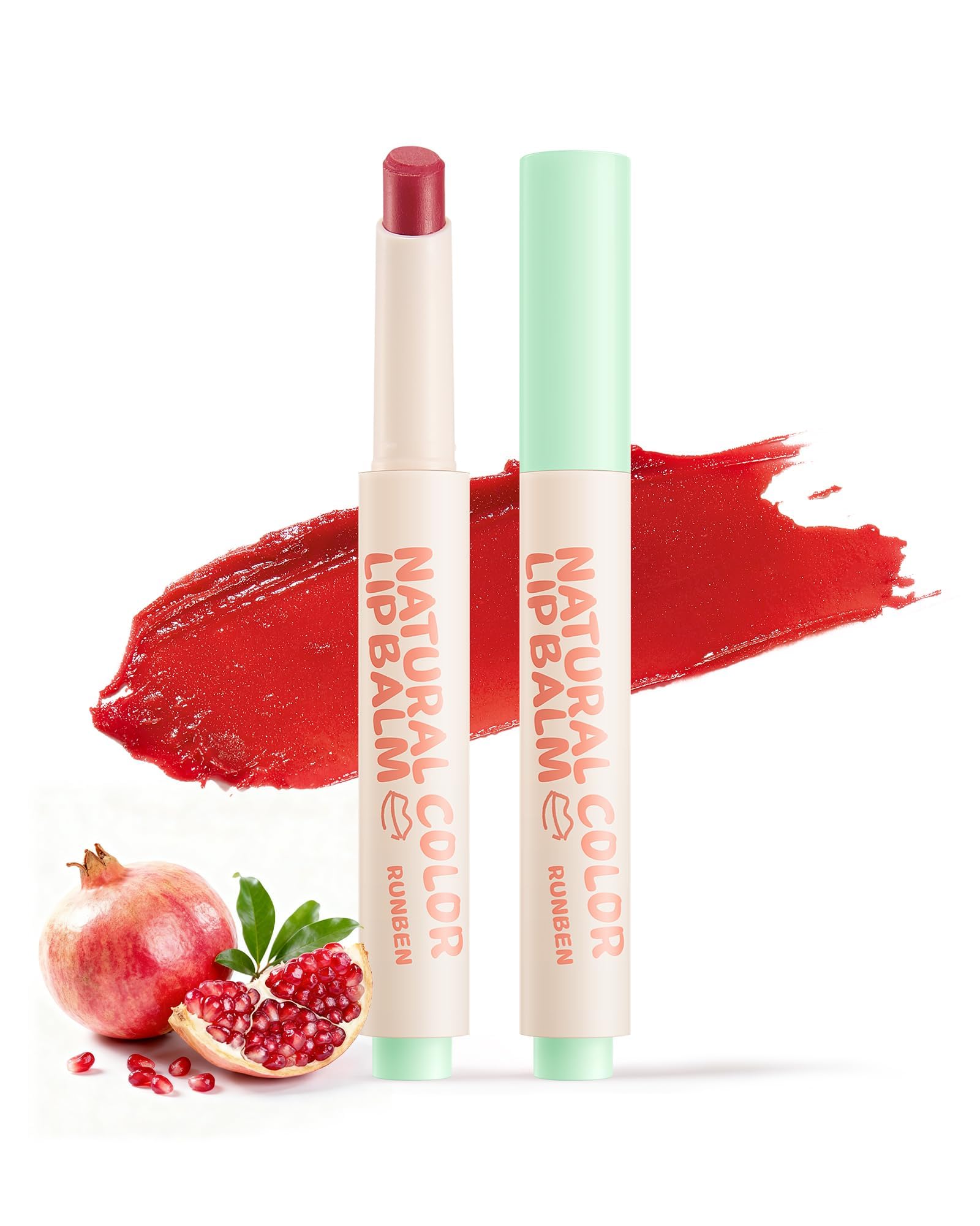 RUNBEN Kids Tinted Lip Balm, Juicy Pomegranate Lipstick