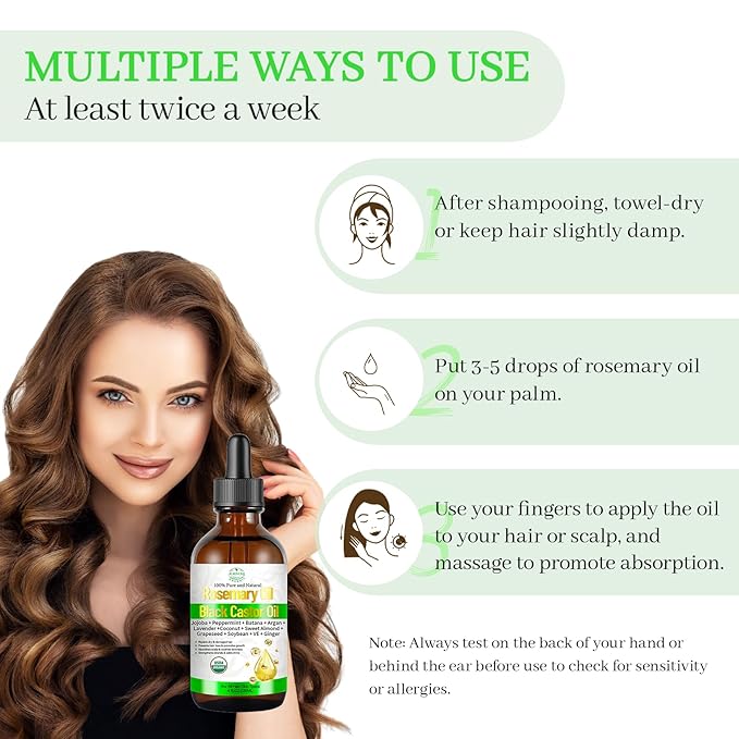MMPANG Organic Rosemary Oil with Castor, USDA Cold Pressed Hair & Scalp Oil
