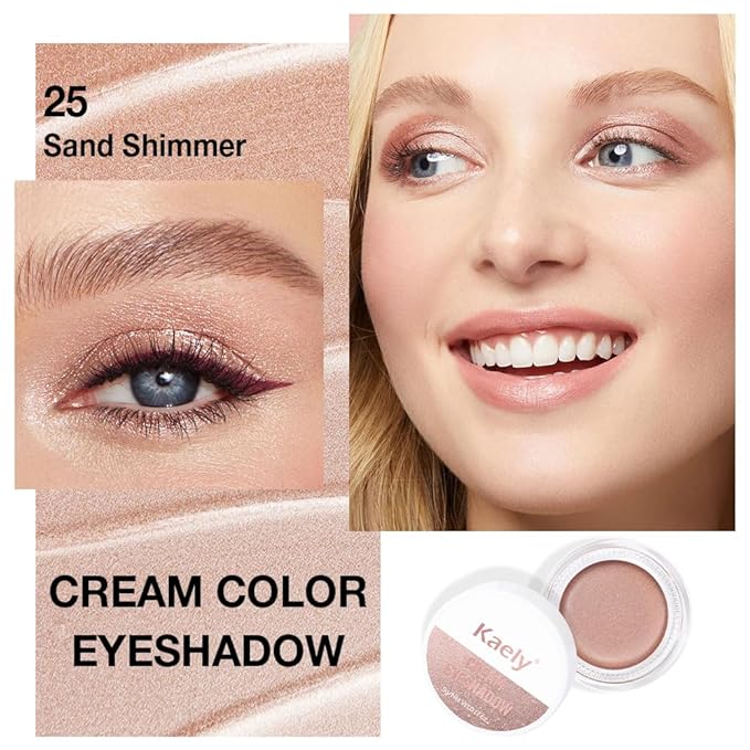 FeiCuiYun Cream Glitter Sand Shimmer Metallic Eyeshadow Palette Makeup, Natural Single Mini Instant Holographic Eyeshadow For Women, Sombras Crema Para Ojos, Talc, Paraben & Cruelty Free, 25