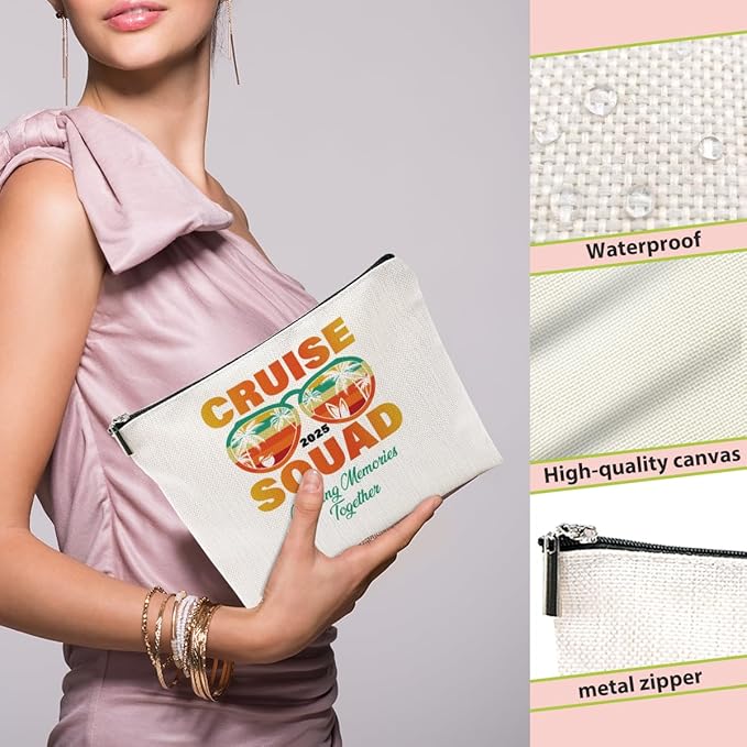 Cruise Vacation 2025 Cosmetic Bag Girls Trip Gifts Favors, Friends Family Memories Cruise Gifts Makeup Bag, Beach Gifts Weekend Bag, Friendship Gifts for Women Girls, Summer Cruise Beach Survival Kit