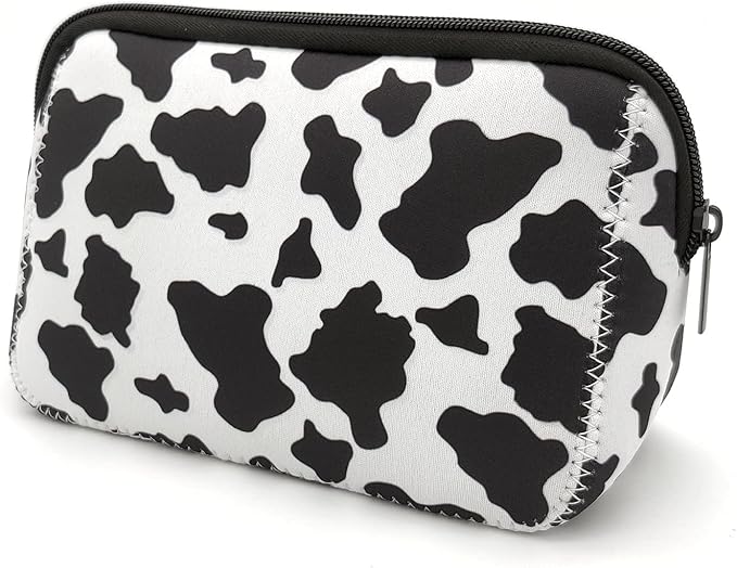 AJLTPA Waterproof Neoprene Cosmetic Bag, Cow Print
