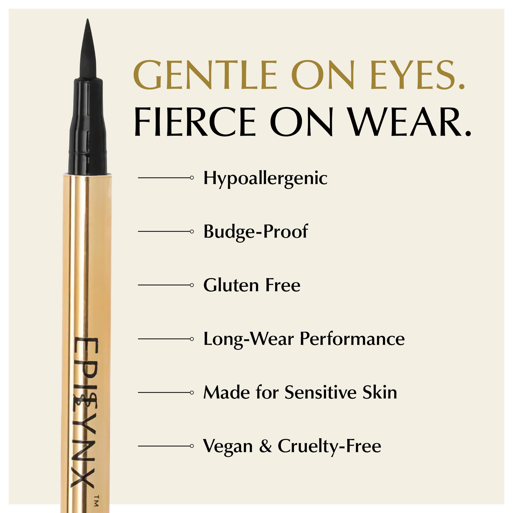 EPILYNX Liquid Eyeliner, Waterproof Hypoallergenic Vegan, Black, 2mL