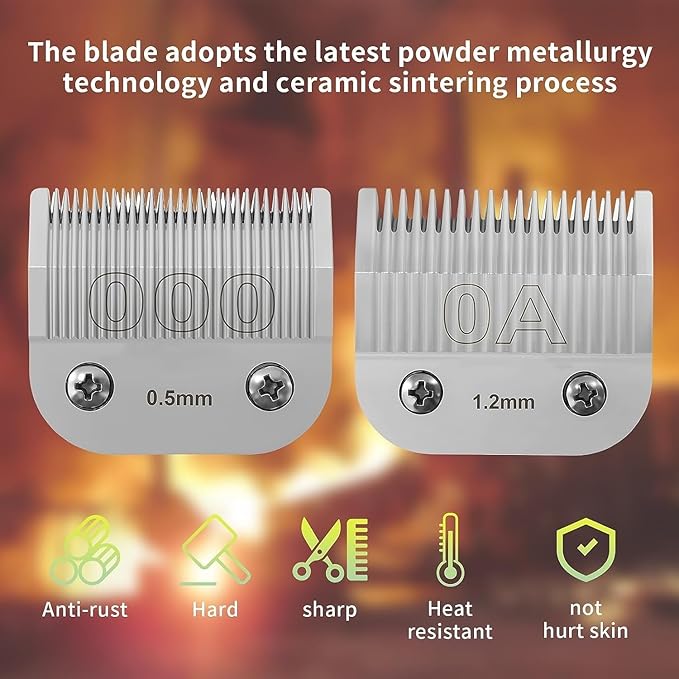 Replacement Ceramic Blades Set,Compatible with Andis,Oster 76,Wahl KM10