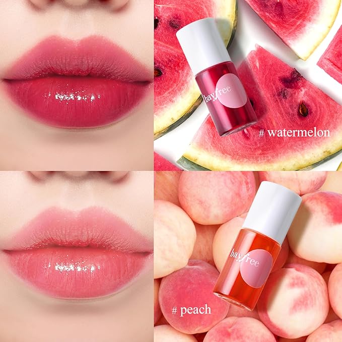 bayfree Lip Tint Stain Set, 2 PCS Korean Water Tint Lightweight Non-sticky, Waterproof Long Lasting Liquid Blush & Lip Stain, Transfer-Proof, Matte Finish Lip Color Makeup (juicy)