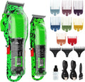 Tuanchuanrp Professional Hair Clippers for Men, Cordless Barber kit for Hair Cutting & Grooming, Hair Clippers and Trimmer Set for Barber Haircut with LED Display, 8 Fade Taper Combs(Green Set)