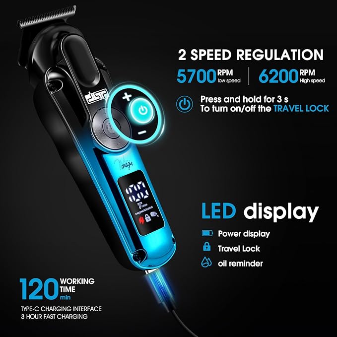DSP 6-in-1 Grooming Kit for Men, Cordless Rechargeable Trimmer Set
