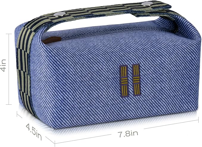 Sluxa NEW Makeup Bag - Her Inspired, Stylish, Lightweight, and Practical, Luxury Craft Travel Toiletry Bag for Daily Use & Travel Essentials, Easy Carry & Neat Storage (Blue)