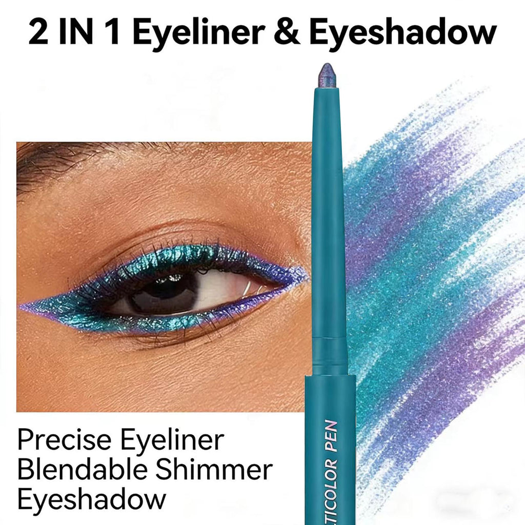 TWLBXMG Chameleon Eyeliner Pen, Metallic Shimmer Color Changing Eye liner Pencil, Waterproof Long Lasting Eyeshadow & Eyeliner 2 in 1, Highly Pigmented Smudge Proof # 01