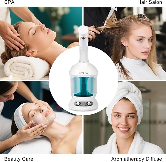 DKURQG Facial Steamer with Extendable 360° Rotating Arm (Blue)