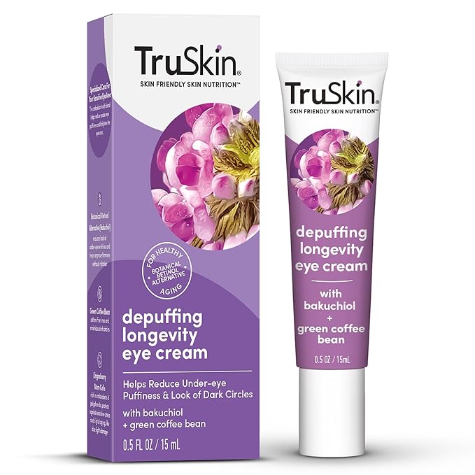 TruSkin Caffeine Eye Cream with Bakuchiol for Dark Circles, 0.5 fl oz