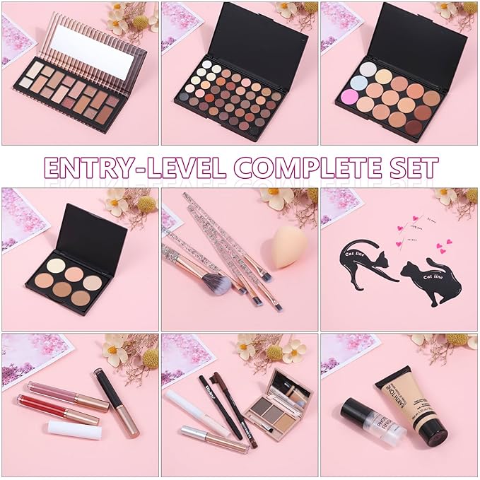 Travel Makeup Kit, Makeup Set For Teen Girls, Make up Gift Set For Women with Makeup Box, Eyeshadow Palettes, Foundation, Concealer, brushes set (Colors 29)