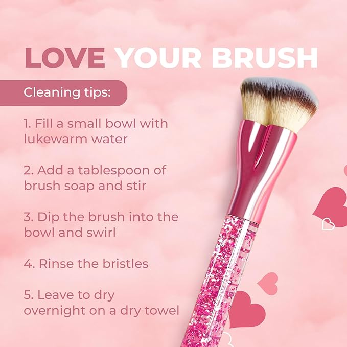 Lamora Heart Foundation Brush - Blending Liquid Cream Mineral Face Brush