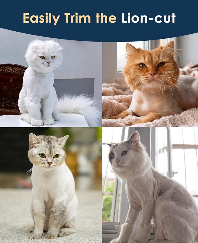 oneisall Quiet Cat Clippers for Matted & Long Hair 2-Speed Cat Grooming Kit