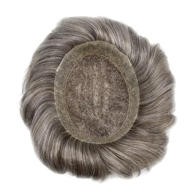 F M FACE MIRACLE NEW YORK Toupee for Men French Lace Center Mens Toupee Hairpiens Human Hair Replacement System Black Brown Blonde Gray Hair Units, 7X9