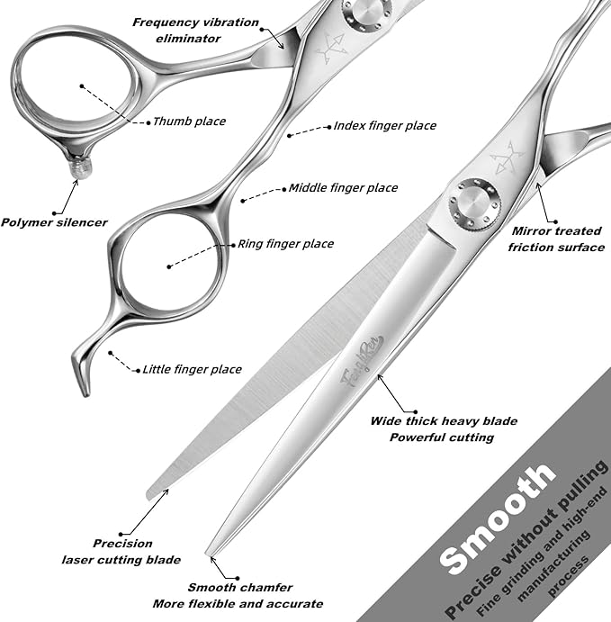 Fengliren High-end Professional Extremely Very Sharp Barber Hair Cutting Scissors Hairdresser Shears For Hair 6.5 Inch Haircut Scissor Made Of Stainless Steel Alloy For Hairdressing Salon and Home Use