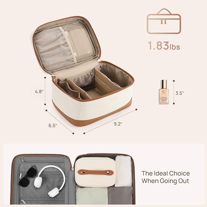 Telena Large Makeup Bag, Travel Toiletry Bag for Women, Vegan Leather