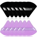 BLAAROOM 12 Pieces Velour Pure Cotton Powder Puff Face Makeup Triangle Powder Puffs for Loose Powder Wet Dry Cosmetic Foundation Beauty Sponge Makeup Tools -Black & Purple