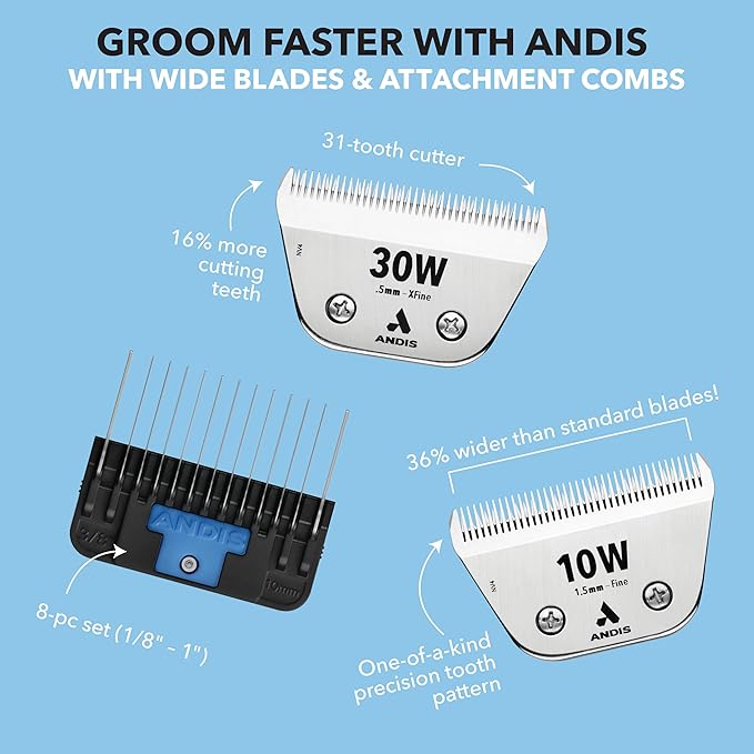 Andis 561460 ceramicEDGE Wide Blade, #10W Fine Tooth, Stainless Steel