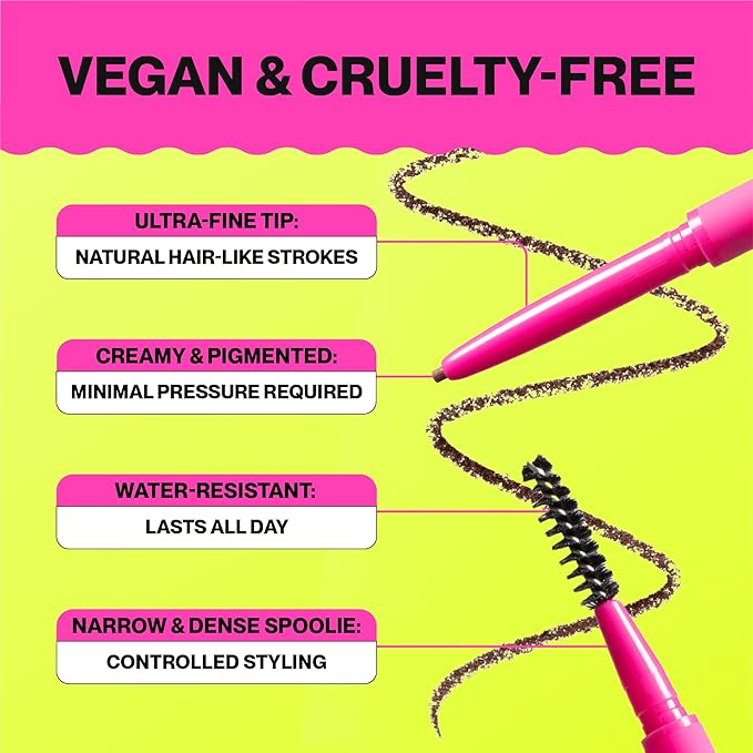 Loungeface Brow Pencil - Fine Tip, Smooth & Creamy, Long Wearing, Water Resistant - Buildable Looks: Natural to Bold Eyebrows - Vegan & Cruelty Free Women's Beauty, Eyebrow Filler Makeup (Black Brown)