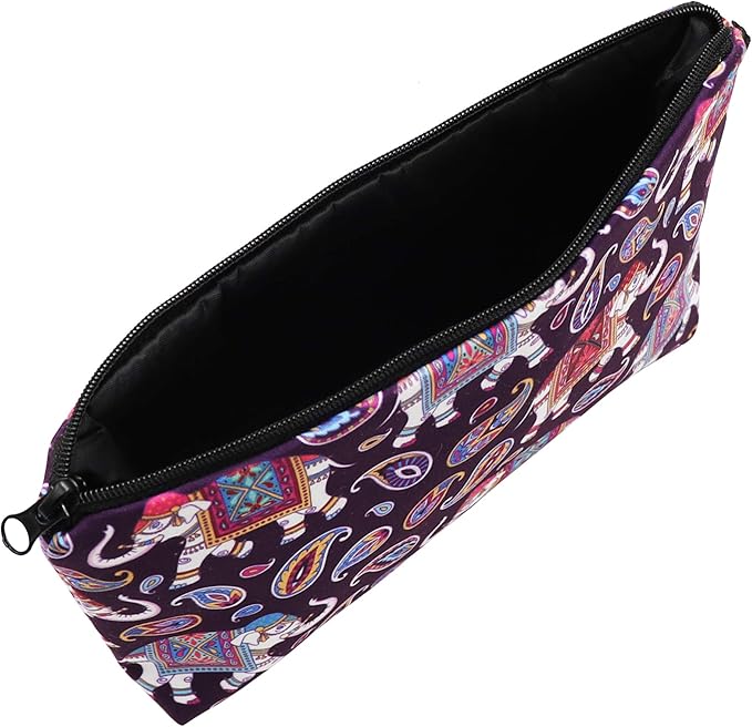 Aiphamy Cute Travel Makeup Bag Cosmetic Bag Small Pouch Gift for Women (Elephant Paisey)