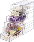 FABROK Clear Hair Accessory Organizer Box with 6 Drawers