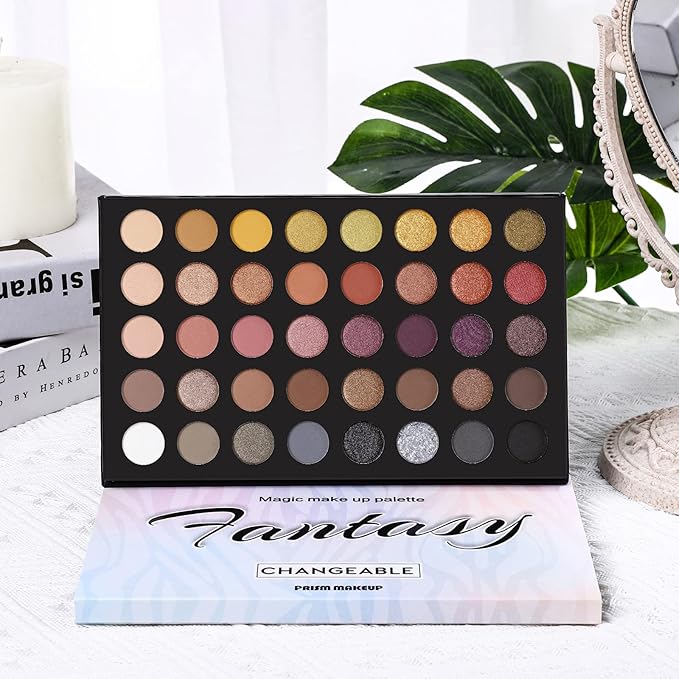UCANBE Professional Neutral Smokey Eyeshadow Makeup Palette, Matte Shimmer Metallic Black Grey Dark Goth Eye Shadows for Halloween, Pigmented Warm Smoky Naked Nude Rosy Gold Brown Pallet Make Up Kit