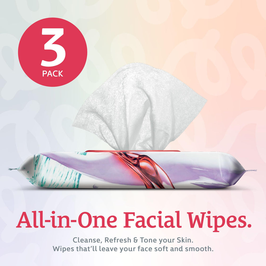 Body Prescription Makeup Cleansing Wipes - Gentle and Effective Face Wipes, 50 Count (Pack of 3), Retinol