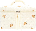 Quilted Makeup Bag for Women, Travel Cosmetic&Toiletry Bag,Gauze Bear