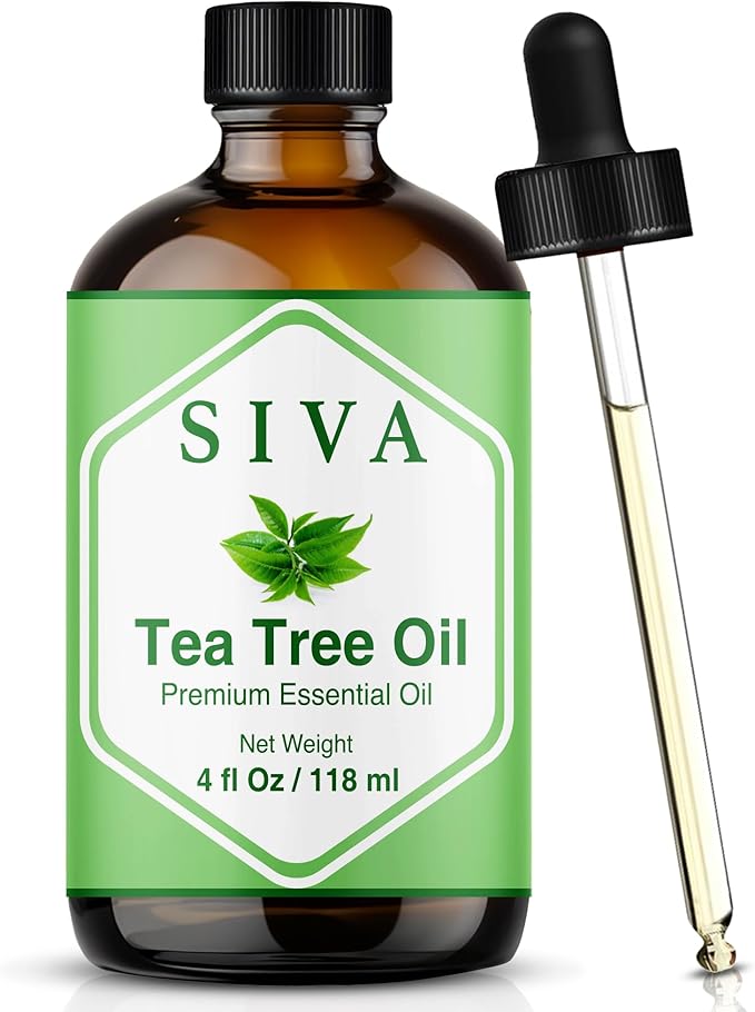 Siva Tea Tree Essential Oil 4 Fl Oz – for Diffuser, Skin & Hair Care – Ideal for Aroma, Massage & DIY Blends- with Dropper