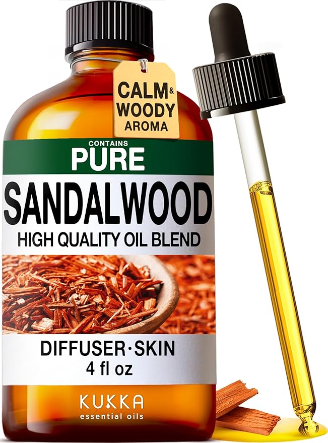 100% Pure Sandalwood Oil - 4 Fl Oz Sandalwood Essential Oil for Hair, Skin, Diffuser, Aromatherapy & DIY Soap Making Scent