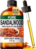 100% Pure Sandalwood Oil - 4 Fl Oz Sandalwood Essential Oil for Hair, Skin, Diffuser, Aromatherapy & DIY Soap Making Scent