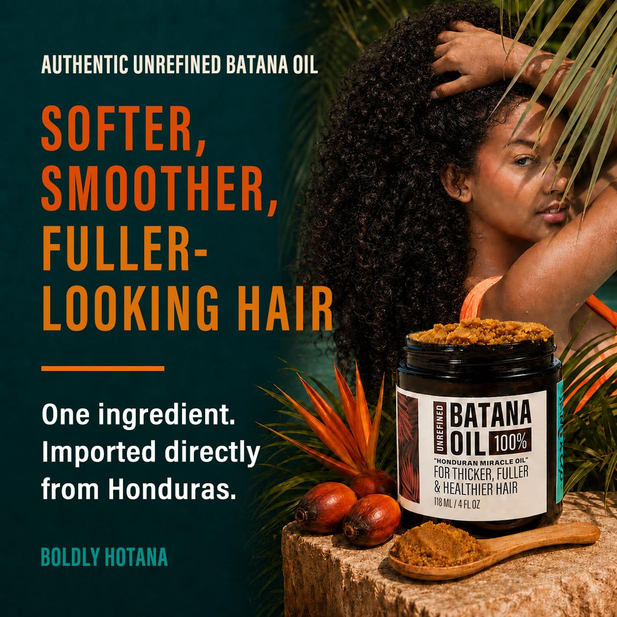 Unrefined Batana Oil for Hair Growth - Authentic & Organic Dr Sebi Batana Hair Mask from Honduras - Natural Hair Growth Oil - 4 Ounce Jar