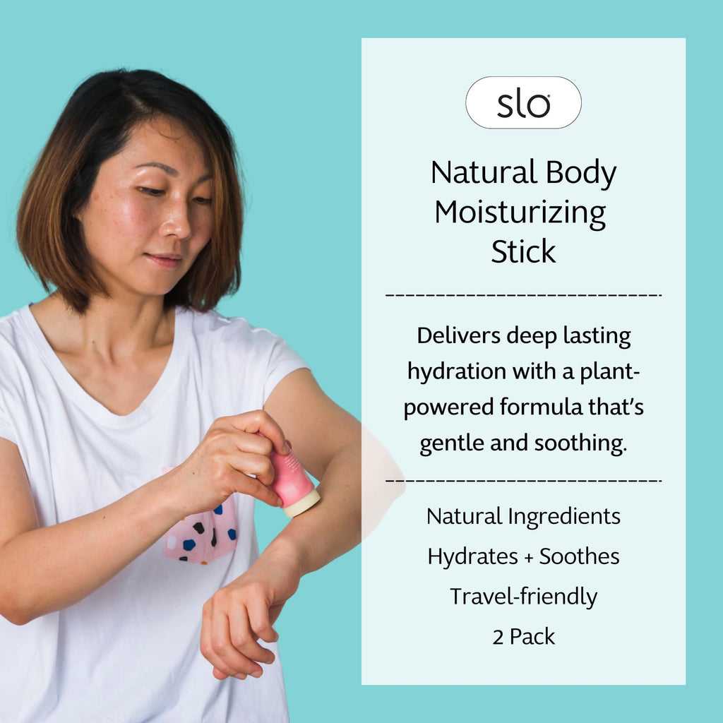 Slo Natural Moisturizing Stick | Body Balm with Organic Ingredients | Hydrating Nourishing | Coconut, Cocoa Butter & Antioxidants | Travel-Friendly | Rose Vanilla & Lavender Jasmine | 2x2.1oz/60g