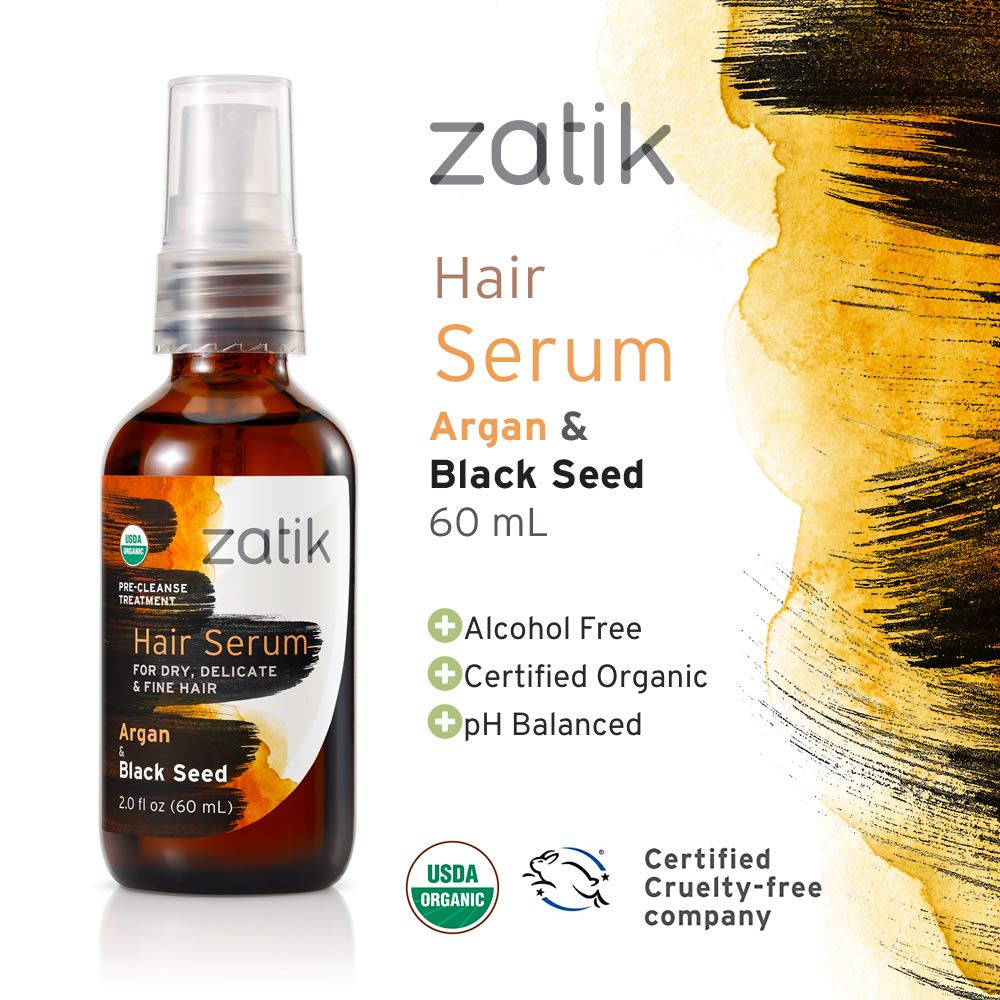 Zatik Naturals Hair Serum with Argan & Black Seed Organic Oil, 2.0 fl oz