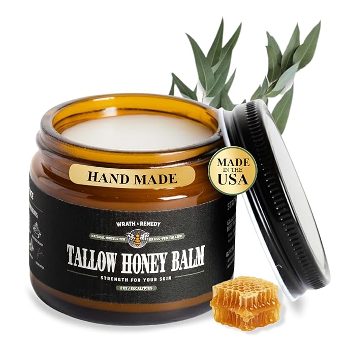 Organic Beef Tallow & Honey Balm for Skin - Concentrated, Eucalyptus (2 OZ)