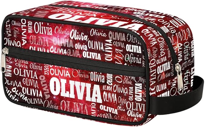KFNHN Personalized Name Travel Makeup Bag for Women Red Galaxy Universe