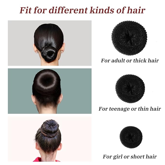 TsMADDTs Dount Bun Maker, Black Hair Bun Maker for Ballet, Dance, Durable