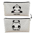 BARPERY Panda Gifts Dots Makeup Bag,Gifts for Panda Lover Wonmen Girls,Cute Baby Panda Guess What It's Pug Butt Cosmetic Bag,Makeup Case for Teen Girls Daughter,Panda Accessories,Canvas Zipper Pouch