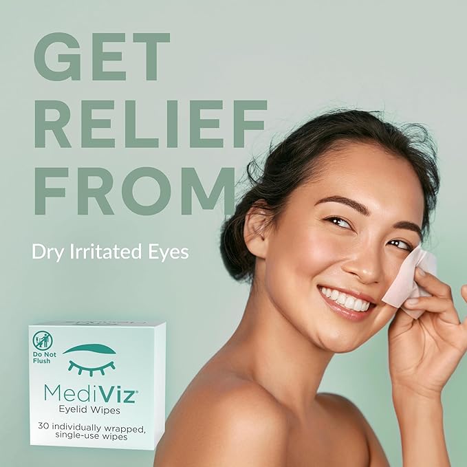 MediViz Eyelid Cleanser Wipes, 30 Single-Use Towelettes