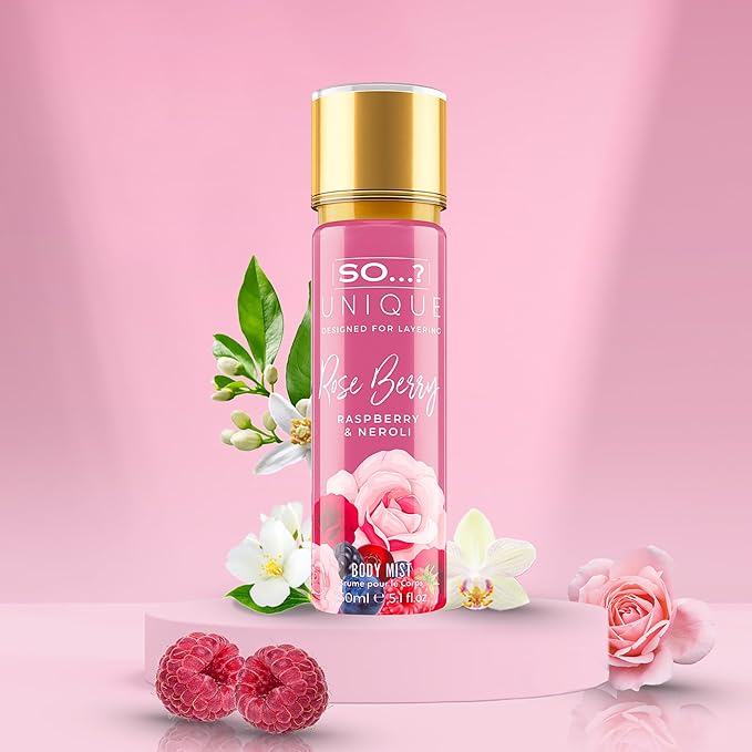 So...? Unique Rose Berry Body Mist - Floral, Fruity Body Spray for Women - Vegan Perfume for Women with Rose, Vanilla, Musk Notes - 5.1 oz
