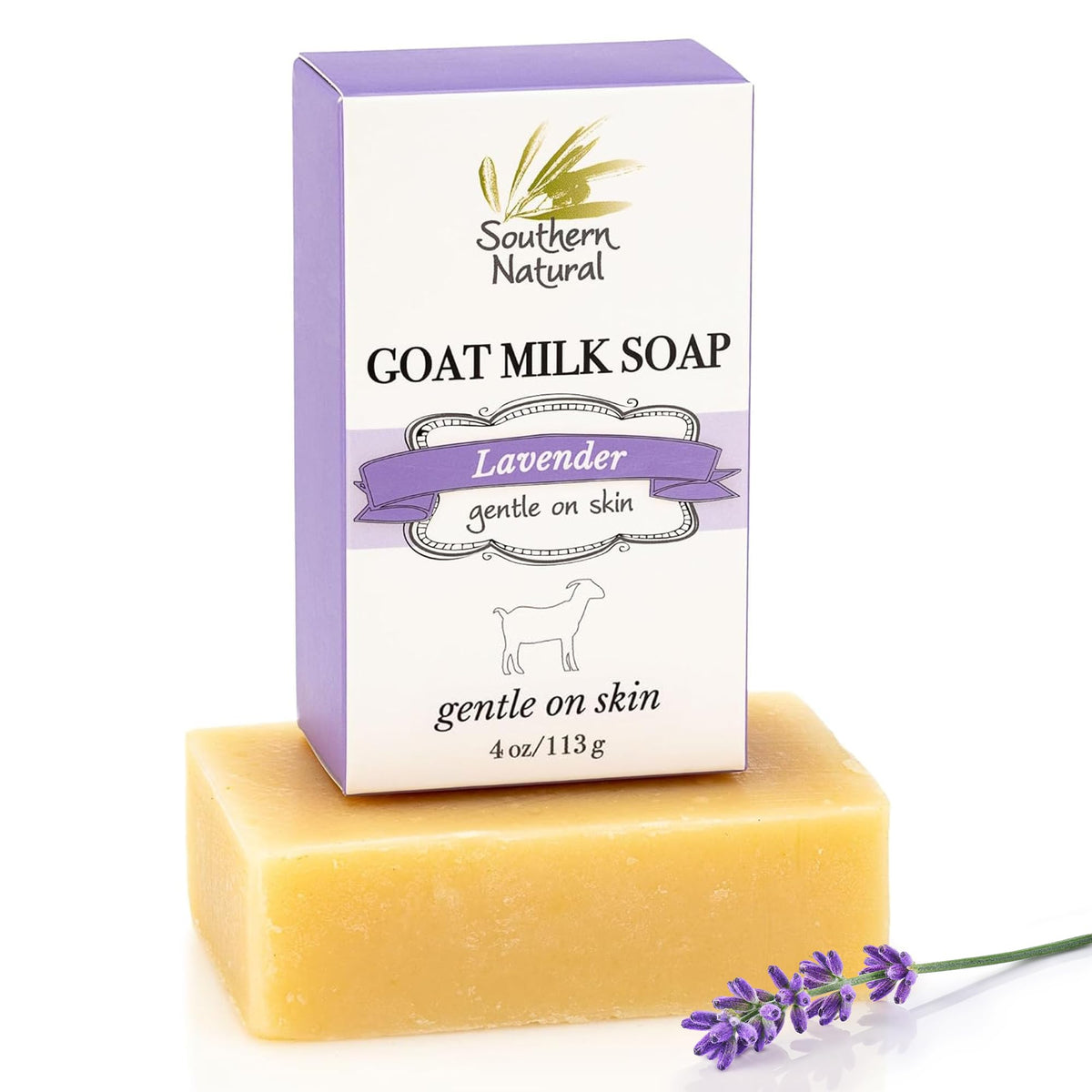 Southern Natural Goat Milk Soap Bar Lavender, 1 Pack, Dry Sensitive Skin