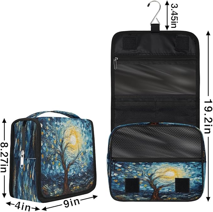 YoYoYuchong Travel Toiletry Bag for Women & Men Abstract Tree Starry Sky Hanging Cosmetic Organizer Portable Waterproof Makeup Case Make Up Bag with Compartments Travel Essentials for Bathroom Shower