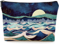 Givotin Cute Makeup Bag for Purse Canvas Waterproof Funny Cosmetic Bags for Women Zipper Travel Toiletry Pouch-Mountain Makeup Bags-Blue