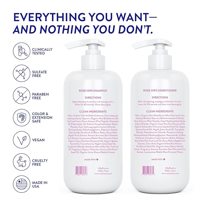 Routine Wellness Shampoo & Conditioner Rose Hips Set + Hair Serum